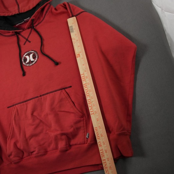 Y2K Vintage Thrashed Hurley Skater Hoodie Pullover Mens M Red Black - Picture 7 of 15